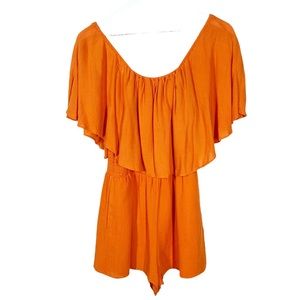 Alice + Olivia Off-the-Shoulder Romper Tangerine Orange Womens Size 6